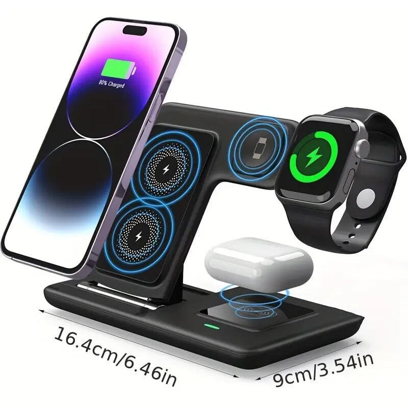 3-in-1 Wireless Charger Qi Fast 15W Charging Stand Pad Mobile Accessories - DailySale