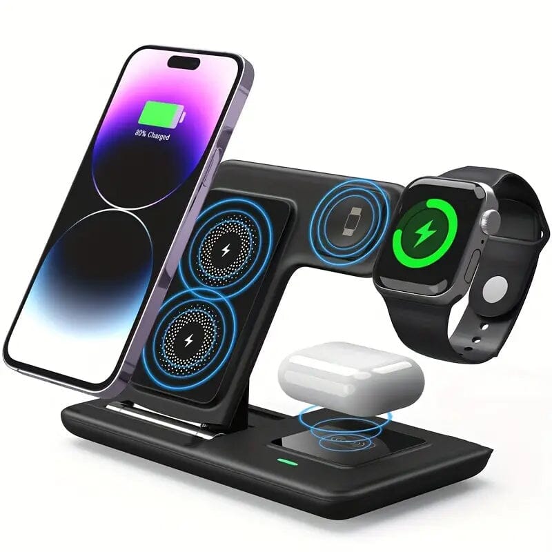 3-in-1 Wireless Charger Qi Fast 15W Charging Stand Pad Mobile Accessories - DailySale