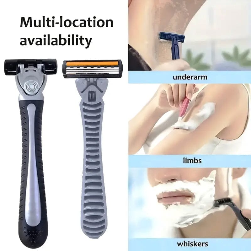 3-Layer Stainless Steel Razor Hair Removal 12 Shaving Blades and 1 Handle Men's Grooming - DailySale