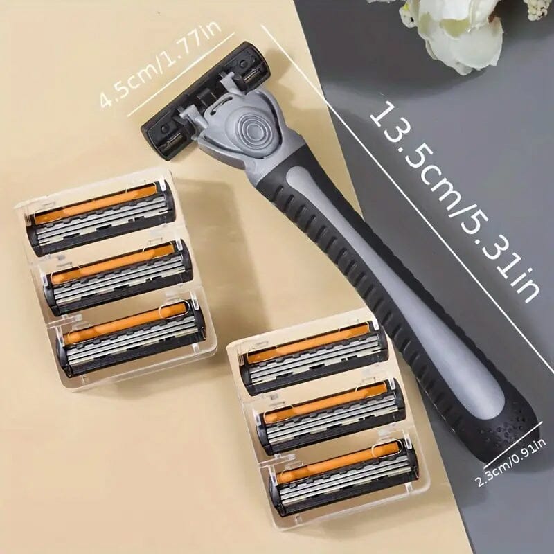 3-Layer Stainless Steel Razor Hair Removal 12 Shaving Blades and 1 Handle Men's Grooming - DailySale