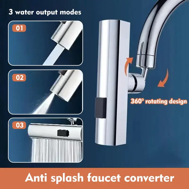 3-Mode Leakproof Faucet Adapter - Durable Copper Construction for Kitchen and Bathroom Bath - DailySale