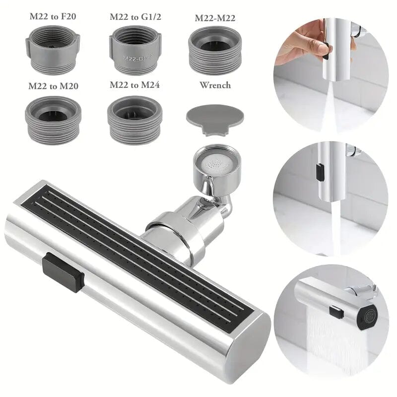 3-Mode Leakproof Sink Faucet Adapter - Durable Copper Construction for Kitchen and Bathroom Bath Silver - DailySale