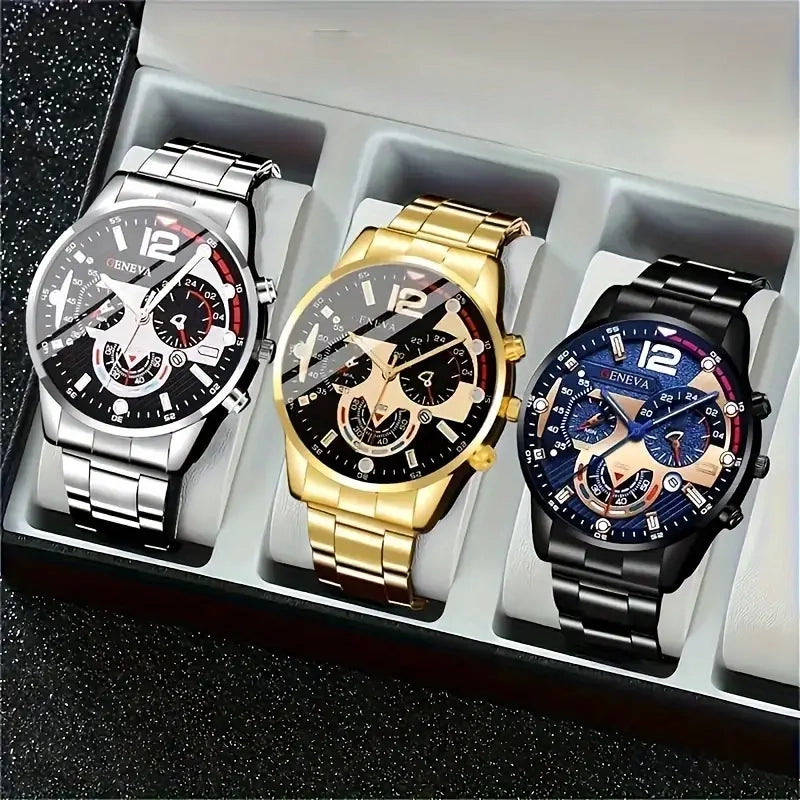 3-Pack: Luxury Men's Quartz Watch Set with Precision Time Scale Men's Shoes & Accessories - DailySale