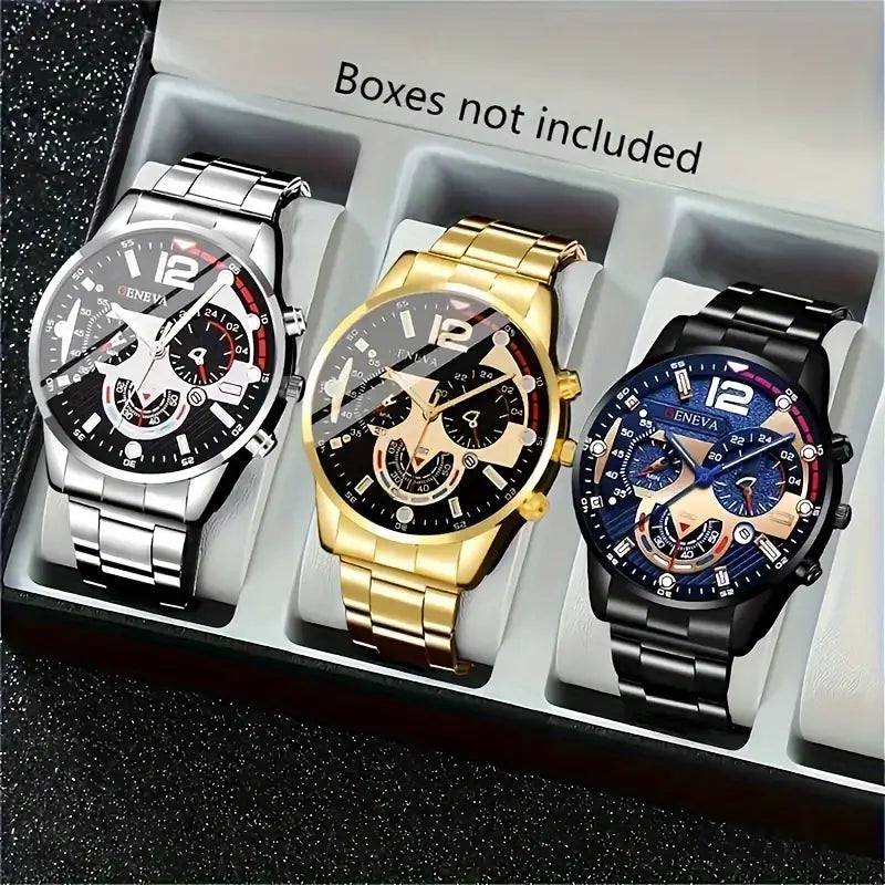 3-Pack: Luxury Men's Quartz Watch Set with Precision Time Scale Men's Shoes & Accessories - DailySale