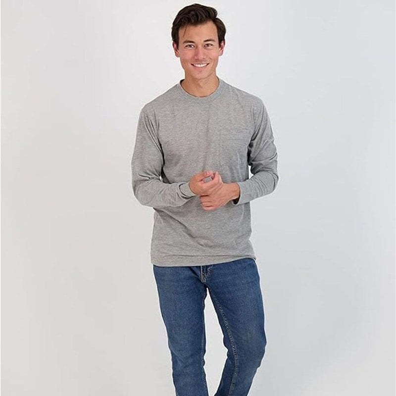 3-Pack: Men's Cotton Long Sleeve T-Shirt with Chest Pocket Men's Tops - DailySale
