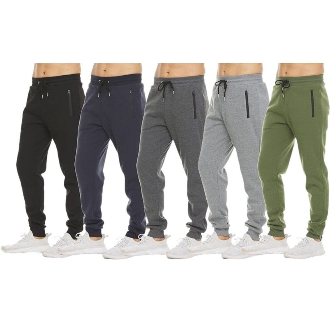 3-Pack: Men's Fleece Active Jogger Pants with Zipper Pockets Women's Bottoms Multicolor M - DailySale