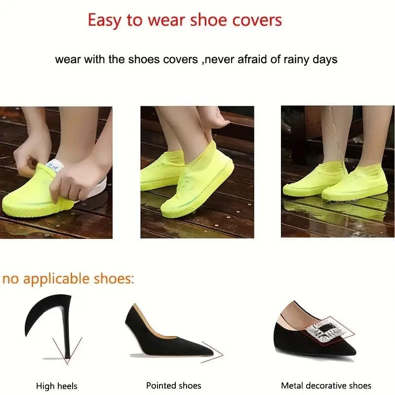 3-Pairs: Outdoor Latex Rain Boots Waterproof Shoe Cover - White Women's Shoes & Accessories - DailySale