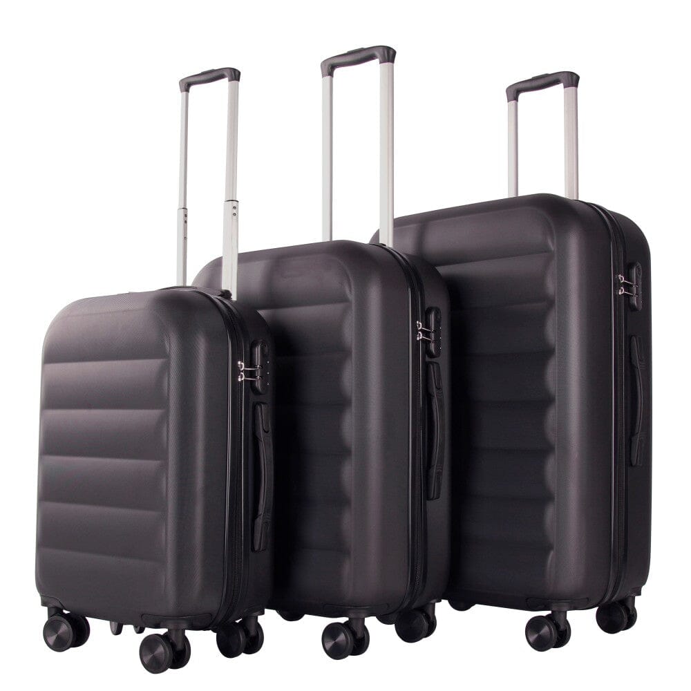 3-Piece: Lior Luggage Set with TSA Locks, Expandable, and Friction-Resistant - Includes 20", 24" & 28" Spinner Suitcases Bags & Travel Black - DailySale