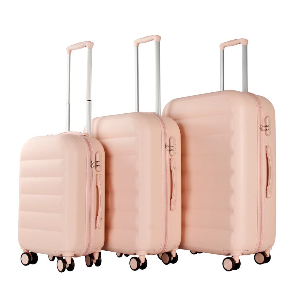 3-Piece: Lior Luggage Set with TSA Locks, Expandable, and Friction-Resistant - Includes 20", 24" & 28" Spinner Suitcases Bags & Travel Pink - DailySale