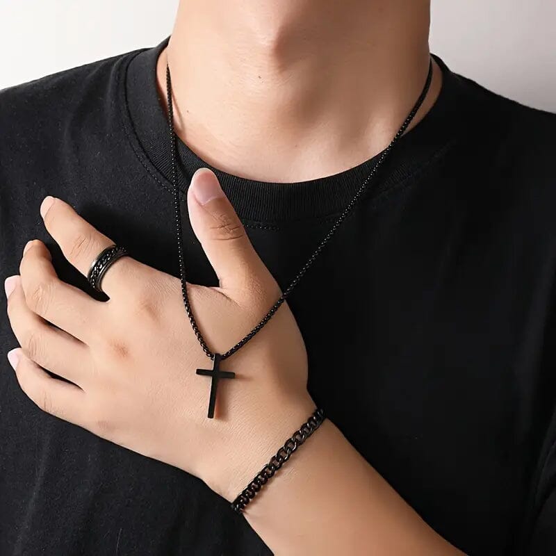 3-Piece Set: Fashion Versatile Dark Cross Stainless Steel Jewelry Necklaces - DailySale