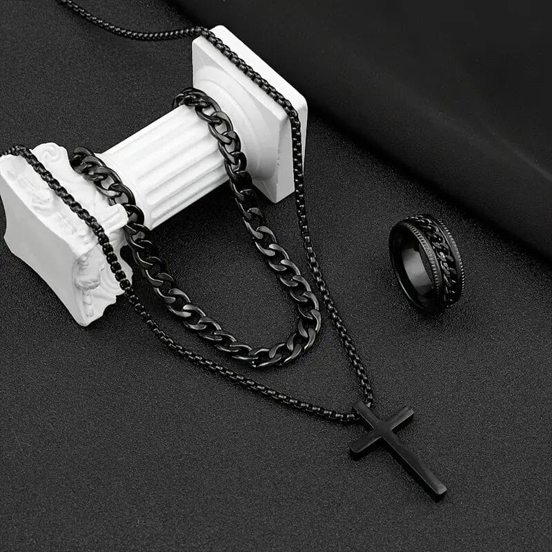 3-Piece Set: Fashion Versatile Dark Cross Stainless Steel Jewelry Necklaces - DailySale