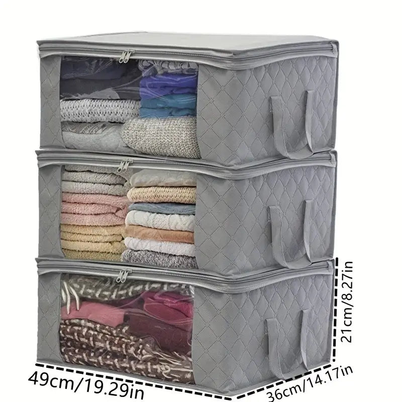 3-Piece Set: Foldable Storage Bags - Large Capacity Clothes Storage Containers Closet & Storage - DailySale