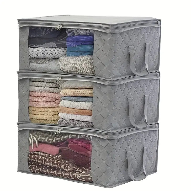 3-Piece Set: Foldable Storage Bags - Large Capacity Clothes Storage Containers Closet & Storage - DailySale