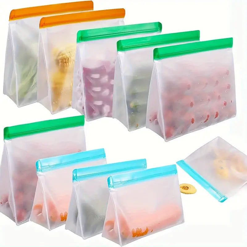 3-Piece Set: Reusable Silicone Food Storage Bag, Leak Proof And Reusable Freezer Bag - Small, Medium and Large Kitchen Storage - DailySale