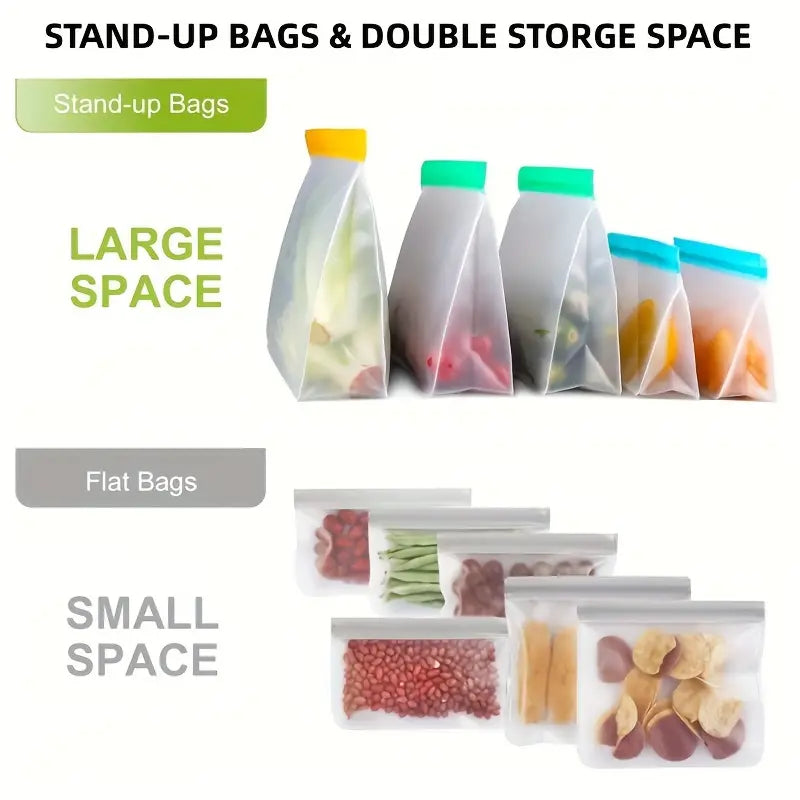 3-Piece Set: Reusable Silicone Food Storage Bag, Leak Proof And Reusable Freezer Bag - Small, Medium and Large Kitchen Storage - DailySale