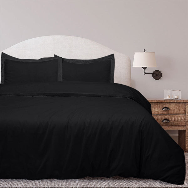 3-Piece Set: Royal Linens Double Brushed Full Duvet Covers With Zipper Closure Bedding Twin Black - DailySale