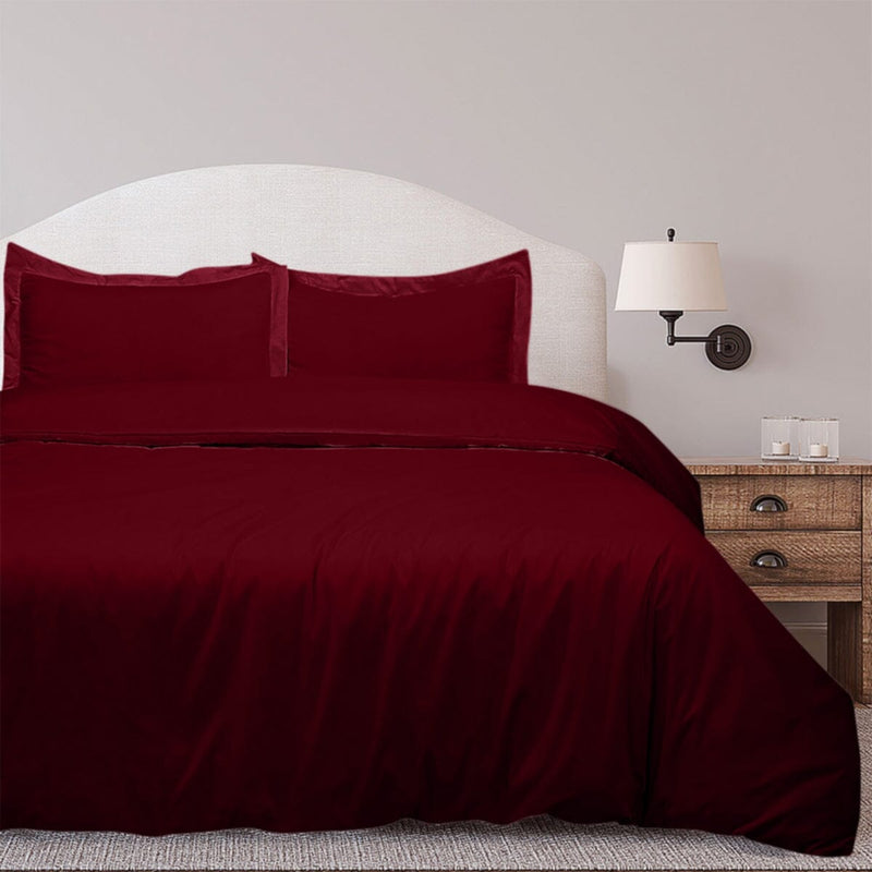 3-Piece Set: Royal Linens Double Brushed Full Duvet Covers With Zipper Closure Bedding Twin Burgundy - DailySale