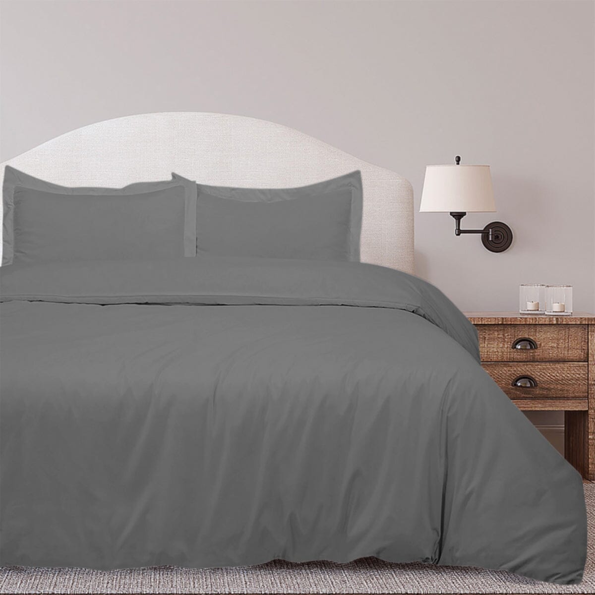 3-Piece Set: Royal Linens Double Brushed Full Duvet Covers With Zipper Closure Bedding Twin Charcoal - DailySale