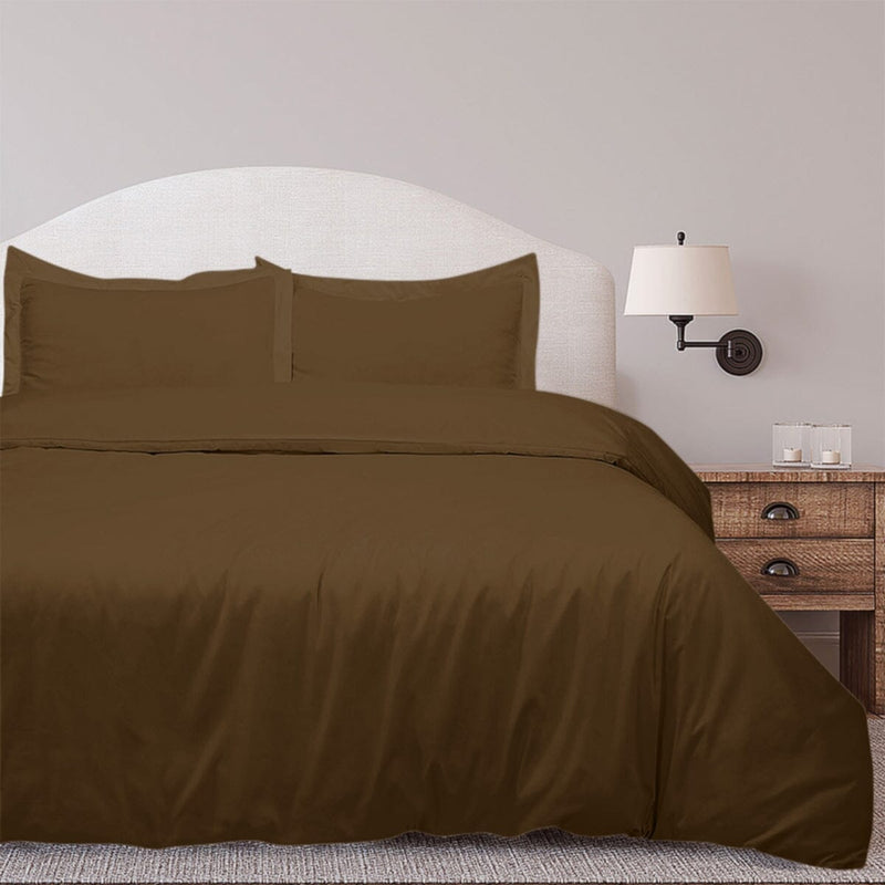 3-Piece Set: Royal Linens Double Brushed Full Duvet Covers With Zipper Closure Bedding Twin Chocolate - DailySale