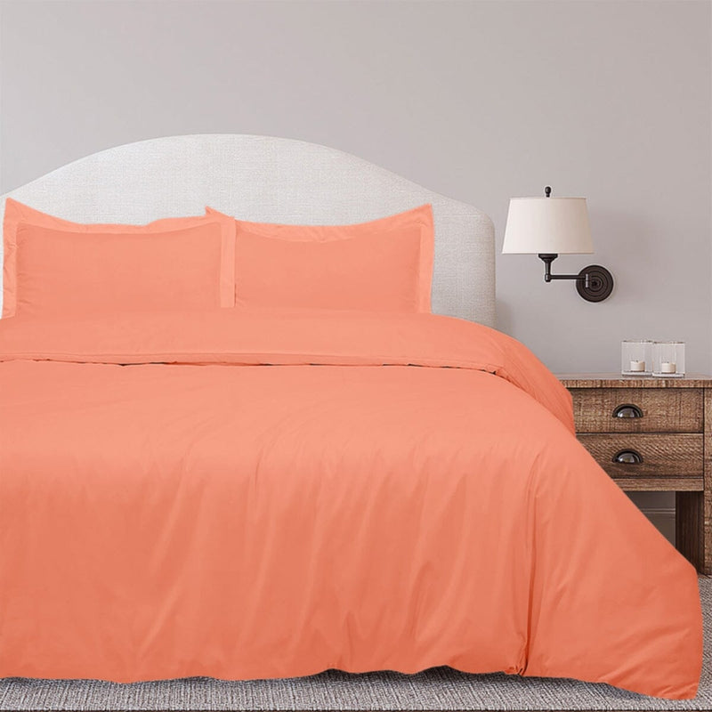 3-Piece Set: Royal Linens Double Brushed Full Duvet Covers With Zipper Closure Bedding Twin Coral - DailySale
