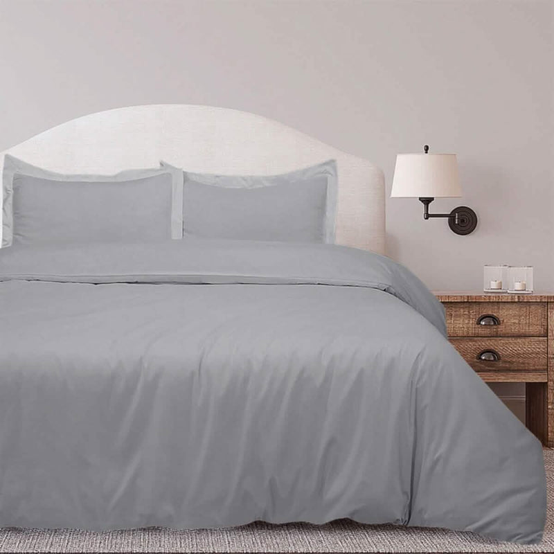 3-Piece Set: Royal Linens Double Brushed Full Duvet Covers With Zipper Closure Bedding Twin Silver - DailySale