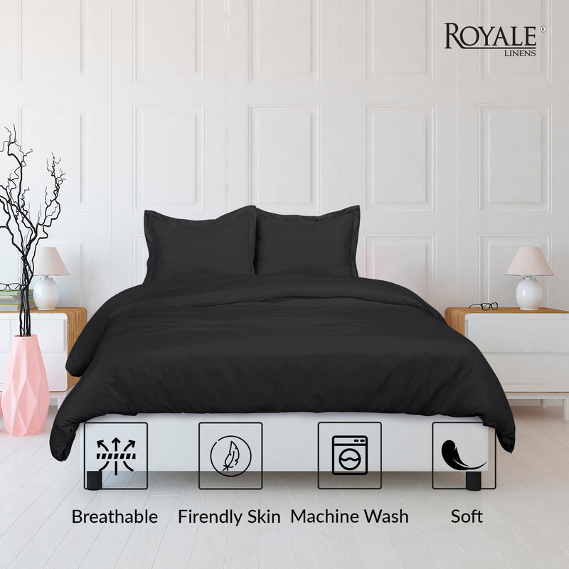 3-Piece Set: Royale Double Brushed Duvet Covers Set With Button Closure & Corner Ties Bedding - DailySale