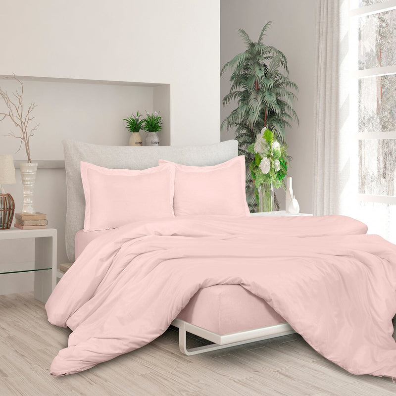 3-Piece Set: Royale Double Brushed Duvet Covers Set With Button Closure & Corner Ties Bedding Twin Pink - DailySale