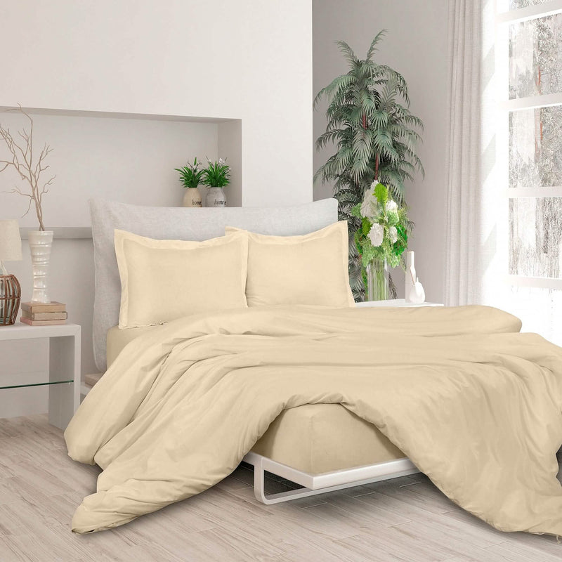 3-Piece Set: Royale Double Brushed Duvet Covers Set With Button Closure & Corner Ties Bedding Twin Sand - DailySale