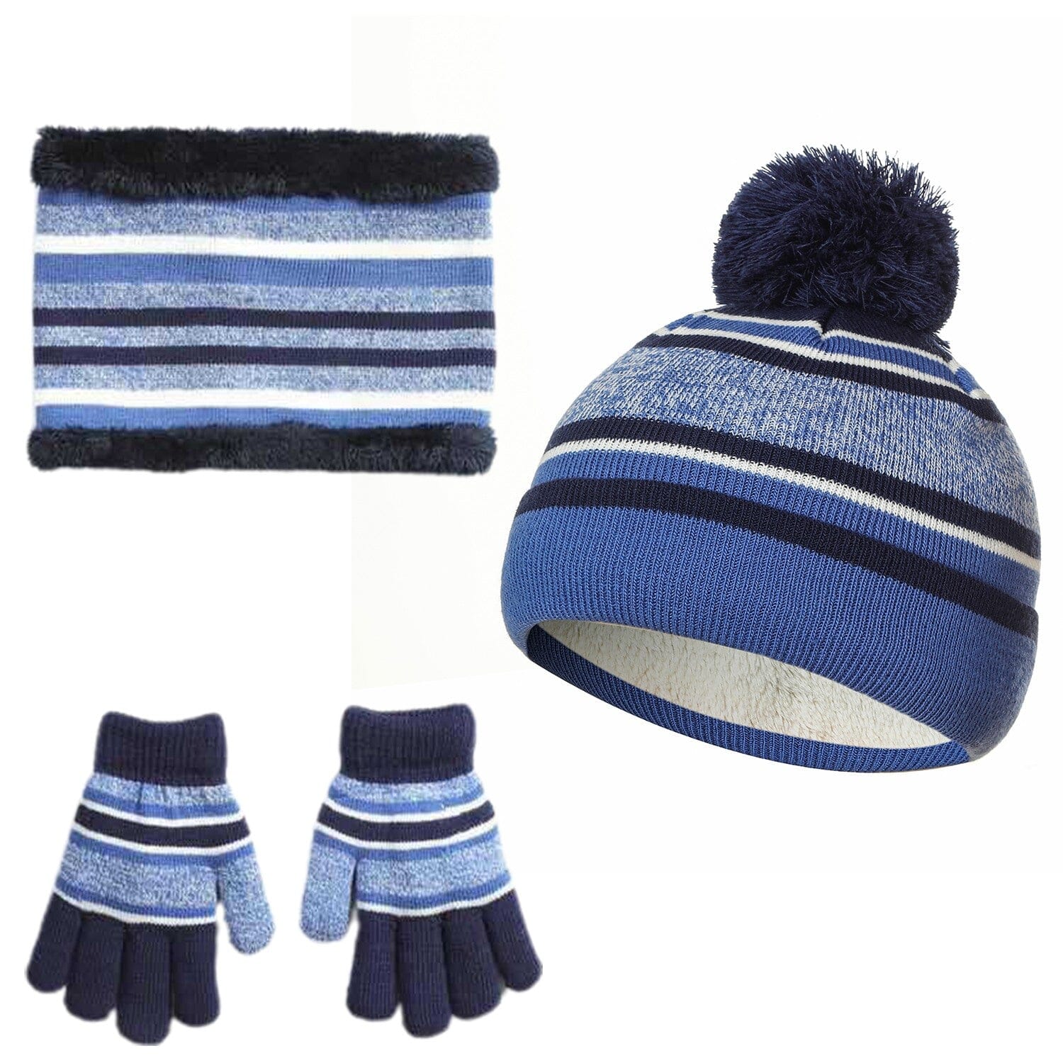 3-Piece Set: Winter Kids Knitted Warm Beanie Hat and Glove for 4-7 Years Old Kids' Clothing - DailySale