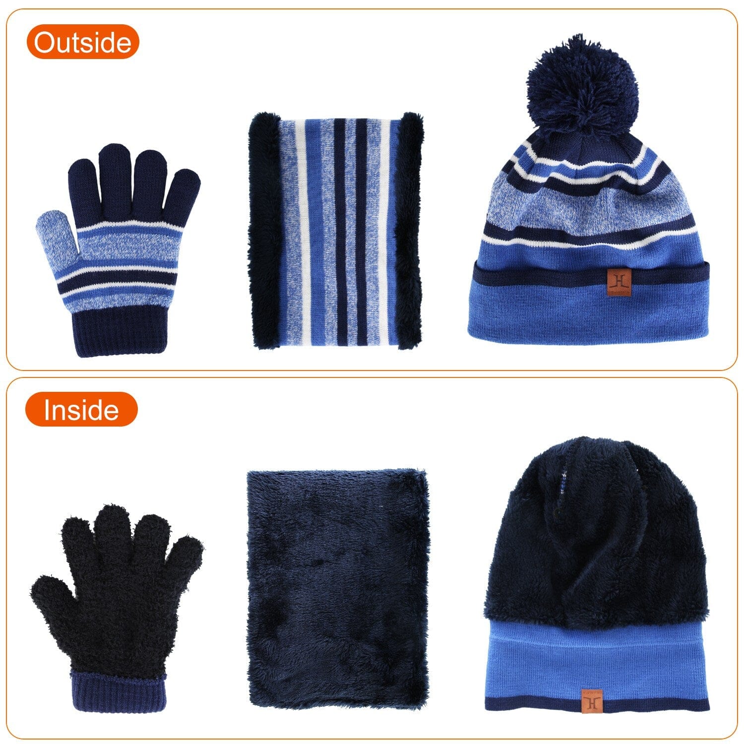 3-Piece Set: Winter Kids Knitted Warm Beanie Hat and Glove for 4-7 Years Old Kids' Clothing - DailySale