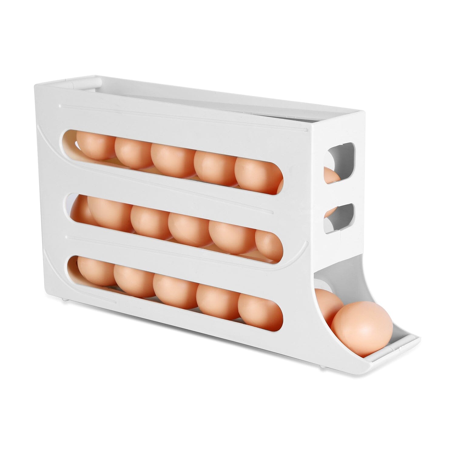 3-Pieces: 4-Tiers Egg Holder Auto Rolling Fridge Egg Organizer Kitchen Storage - DailySale