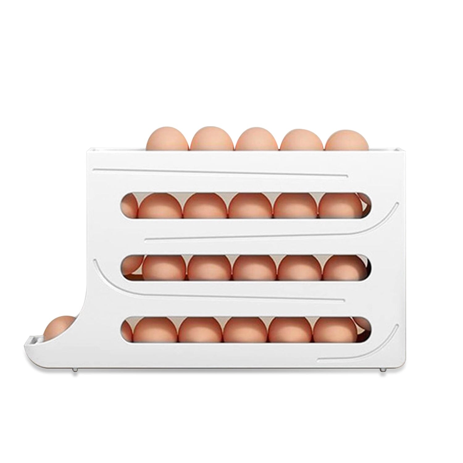 3-Pieces: 4-Tiers Egg Holder Auto Rolling Fridge Egg Organizer Kitchen Storage - DailySale