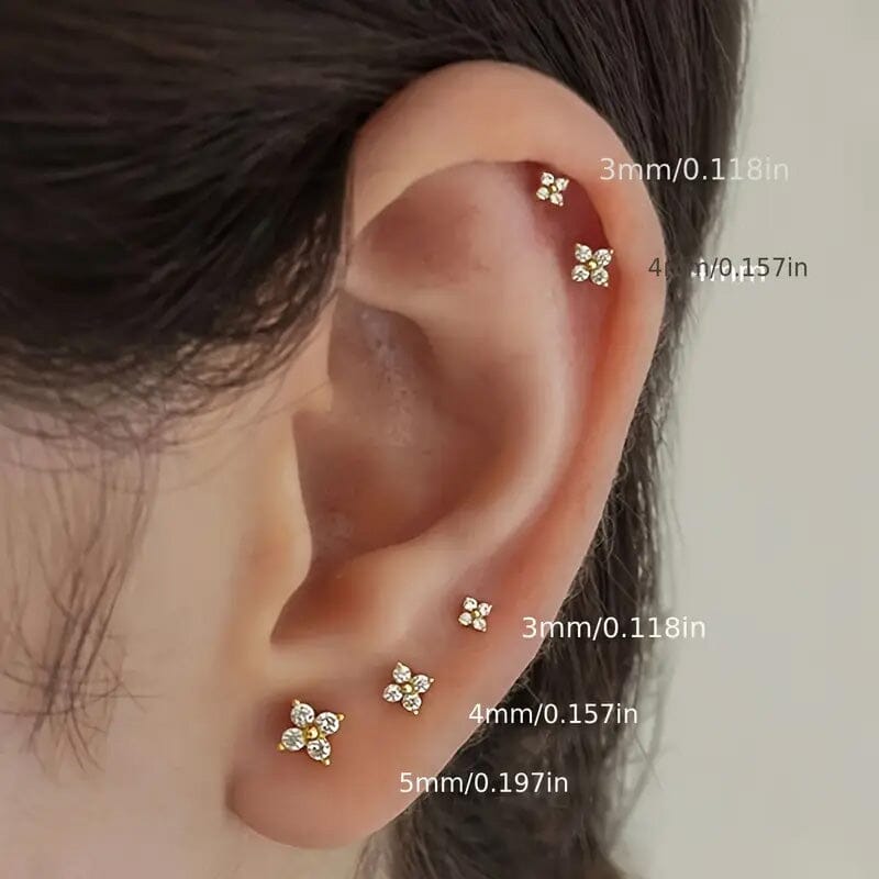 3-Pieces: Elegant Floral Stud Earrings Set Earrings - DailySale