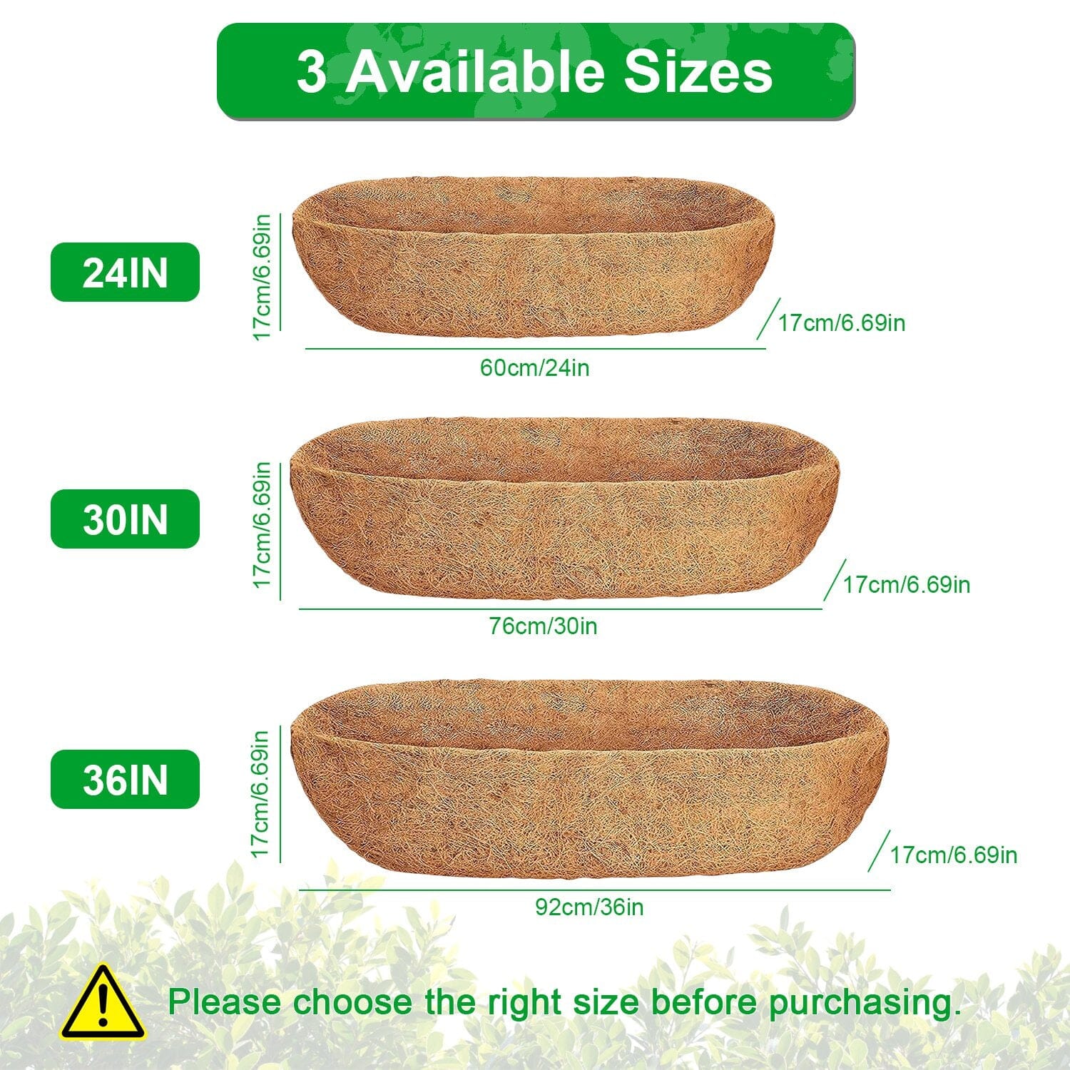 3-Pieces: Trough Coco Basket Half Moon Planter Replacement Garden & Patio - DailySale