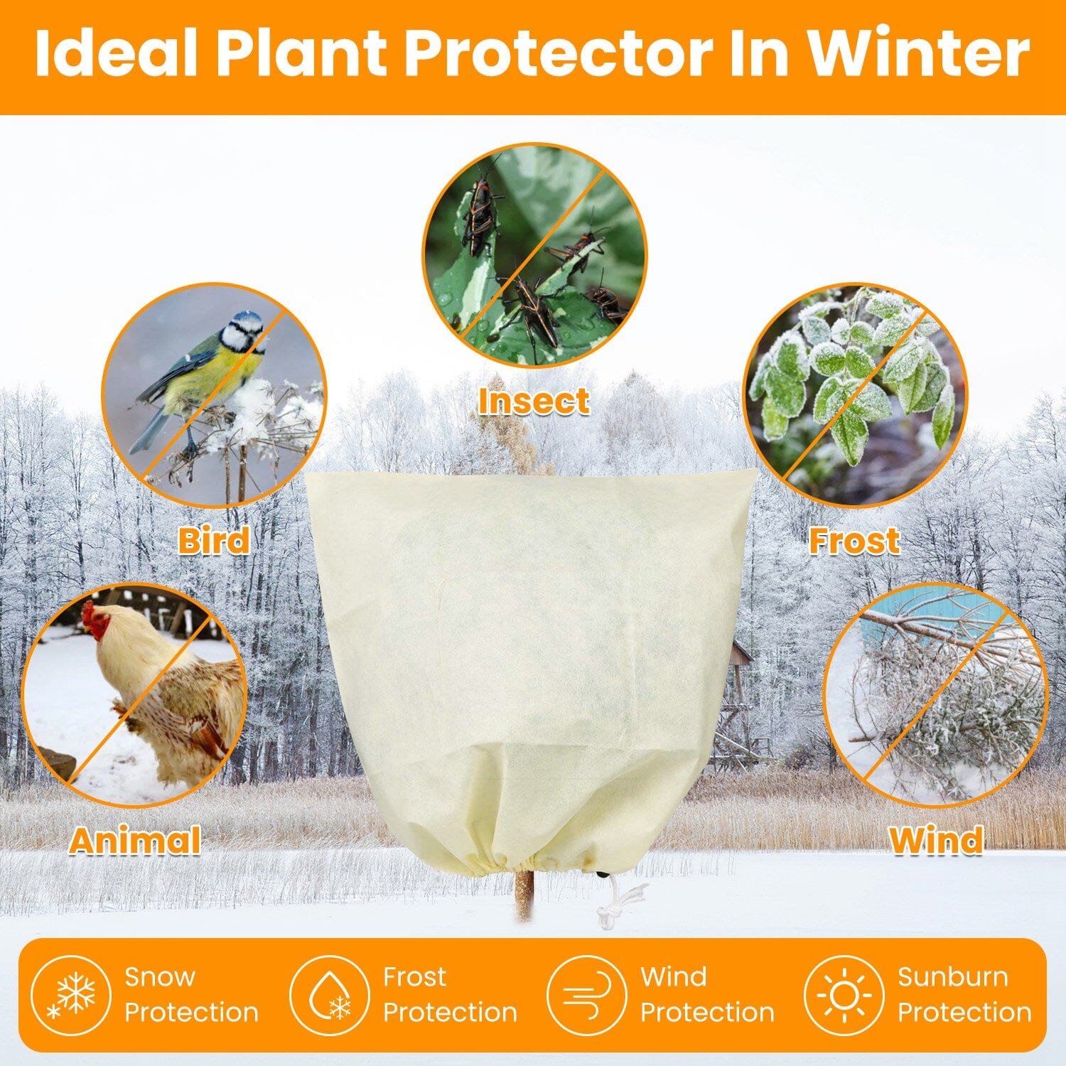 3-Pieces: Winter Plant Cover Bags with Drawstring Garden & Patio - DailySale