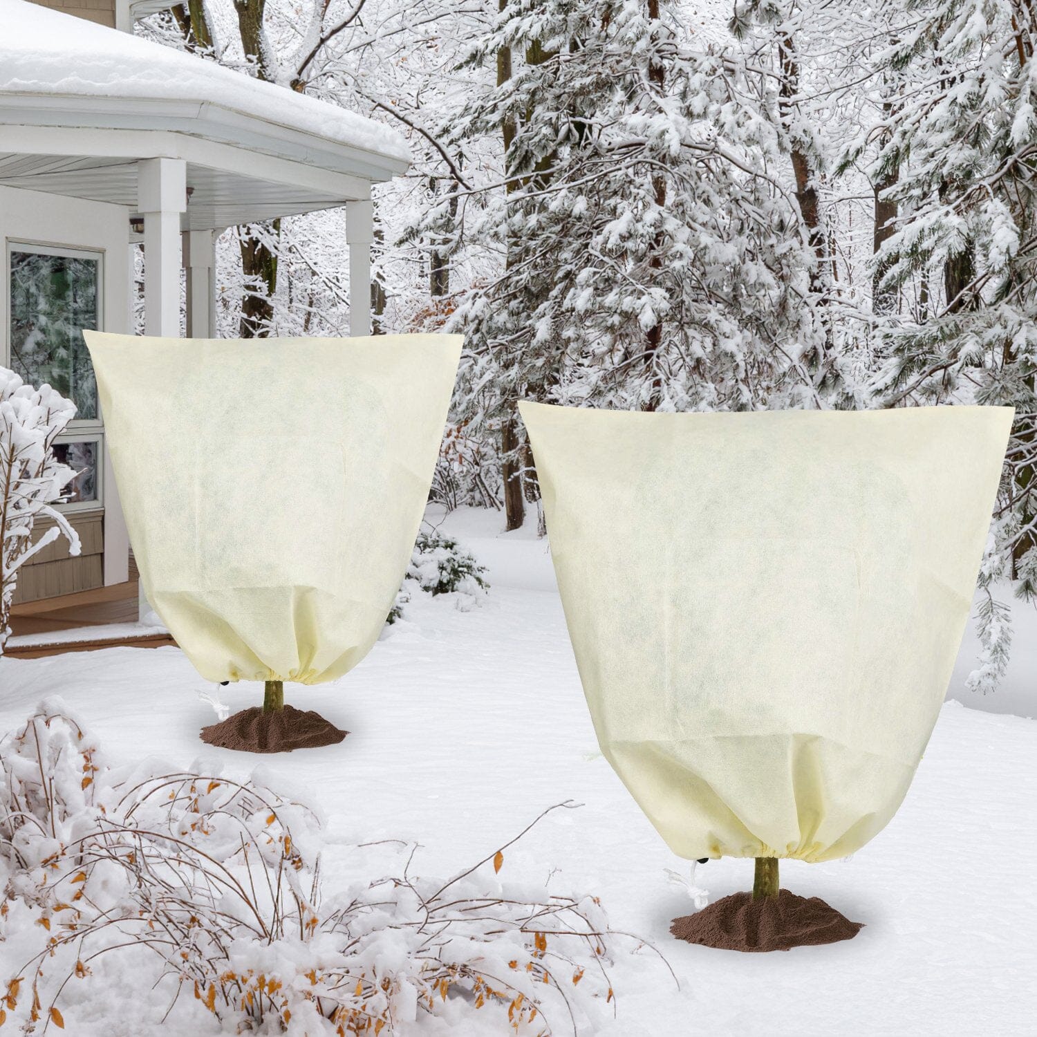 3-Pieces: Winter Plant Cover Bags with Drawstring Garden & Patio - DailySale