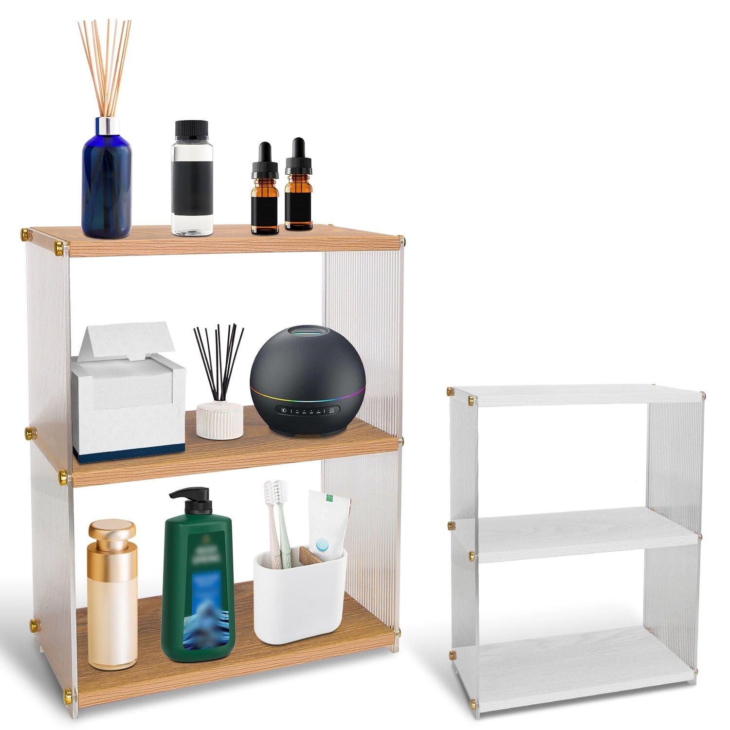 3-Tier: Acrylic Countertop Organizer Bathroom Wood Counter Storage Closet & Storage - DailySale