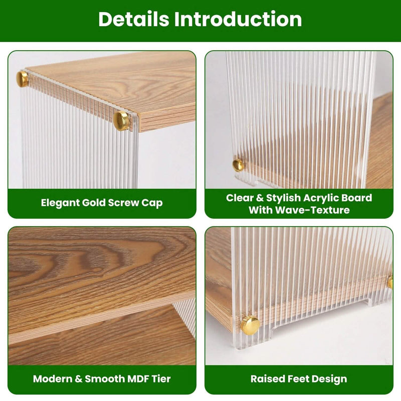 3-Tier: Acrylic Countertop Organizer Bathroom Wood Counter Storage Closet & Storage - DailySale
