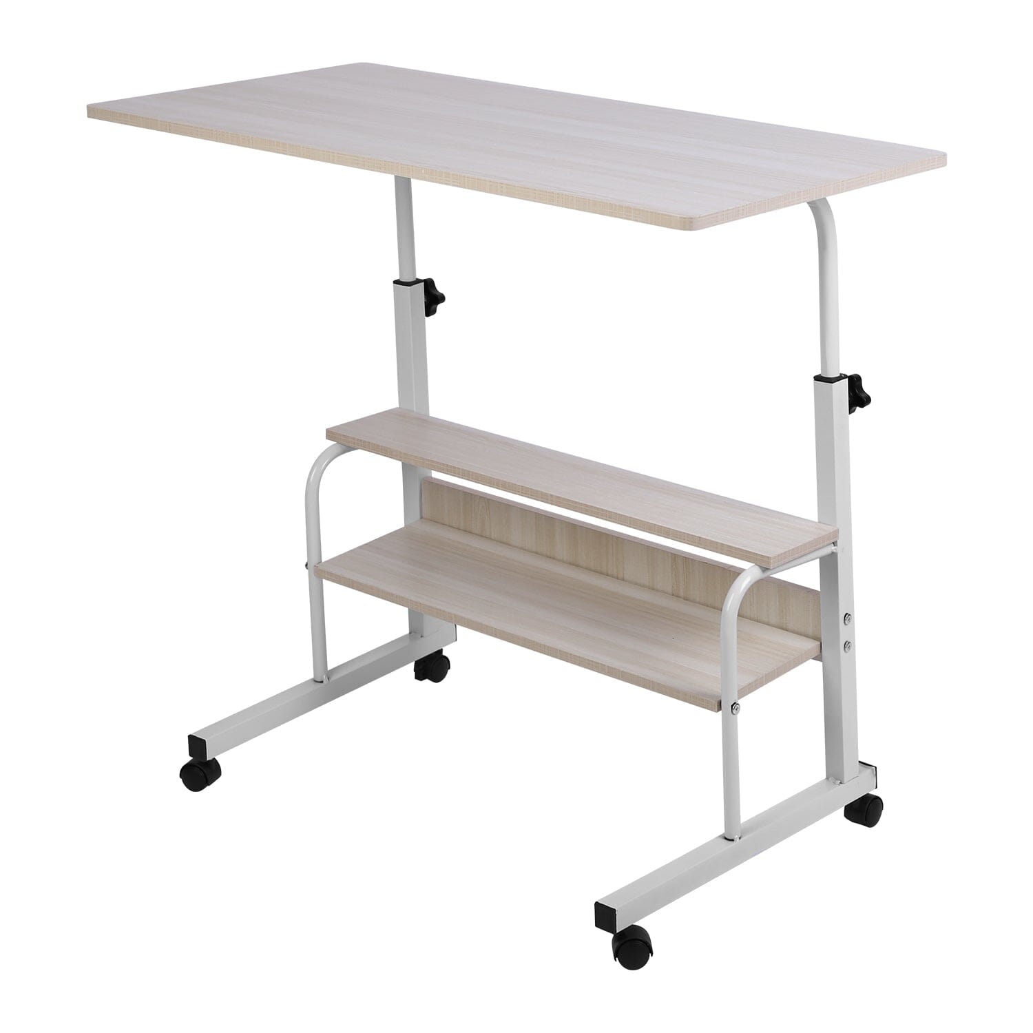 3-Tier Height Adjustable Laptop Desk with Rolling Wheels Computer Accessories - DailySale