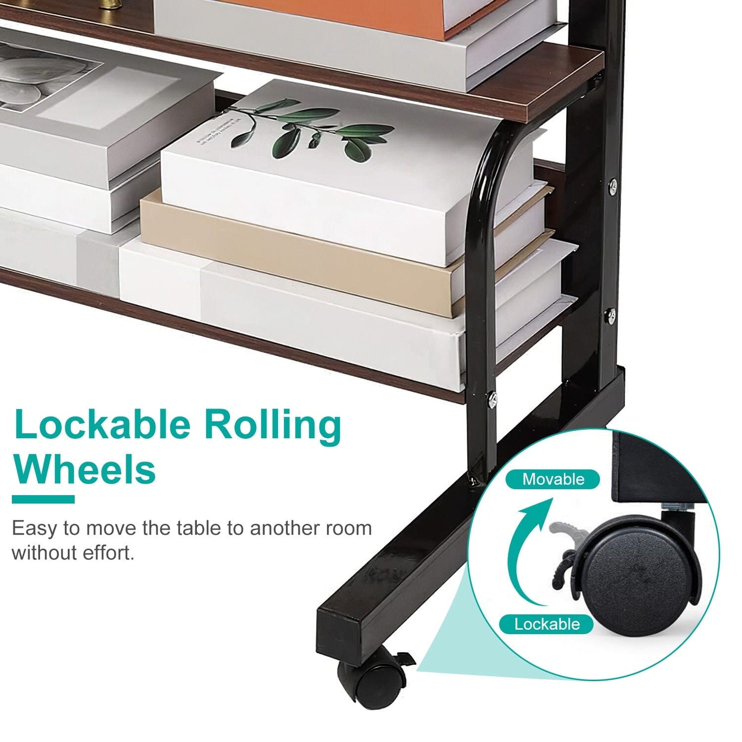 3-Tier Height Adjustable Laptop Desk with Rolling Wheels Computer Accessories - DailySale