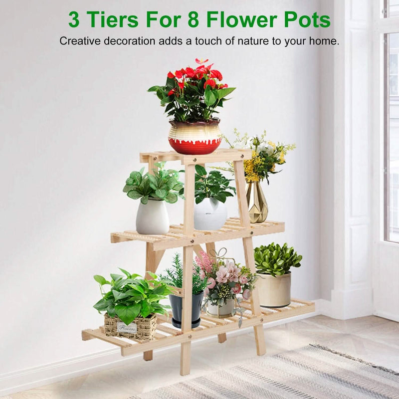 3-Tier Potted Flower Shelf Multi-tier Flower Pot Rack Holder Triangle Ladder Garden & Patio - DailySale