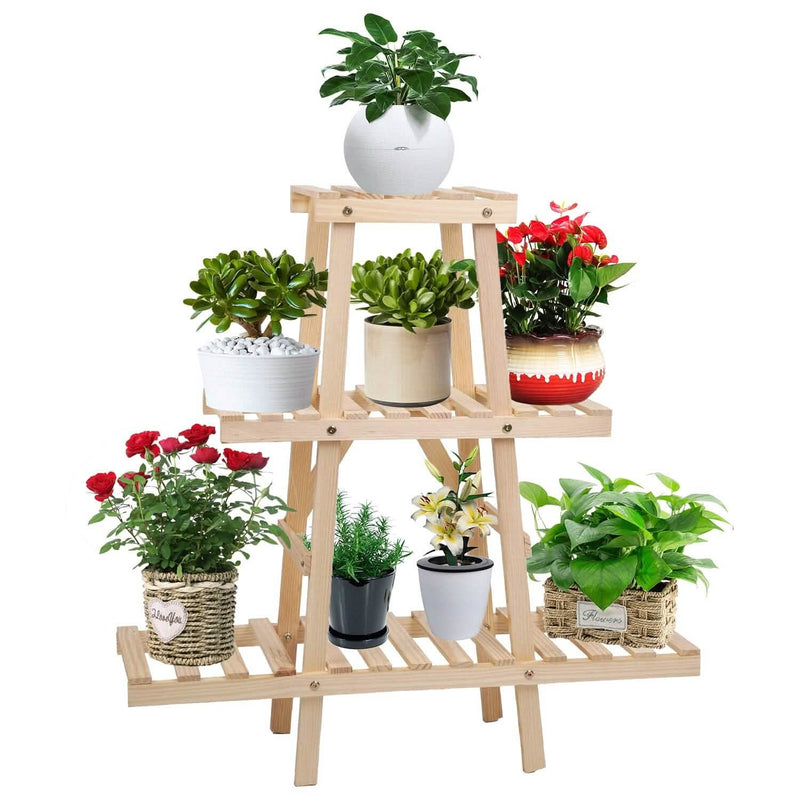 3-Tier Potted Flower Shelf Multi-tier Flower Pot Rack Holder Triangle Ladder Garden & Patio - DailySale