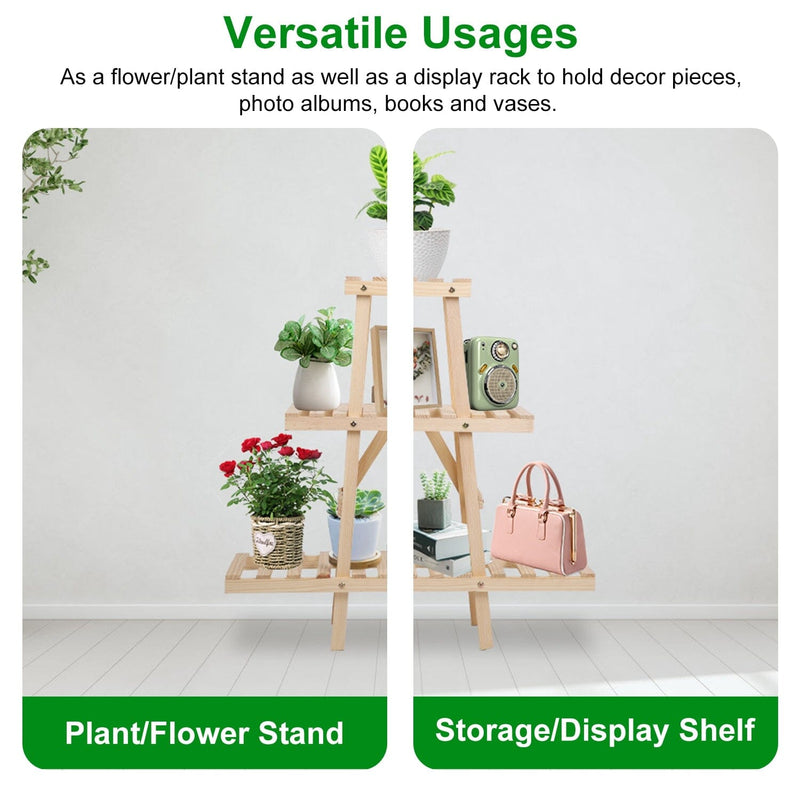 3-Tier Potted Flower Shelf Multi-tier Flower Pot Rack Holder Triangle Ladder Garden & Patio - DailySale