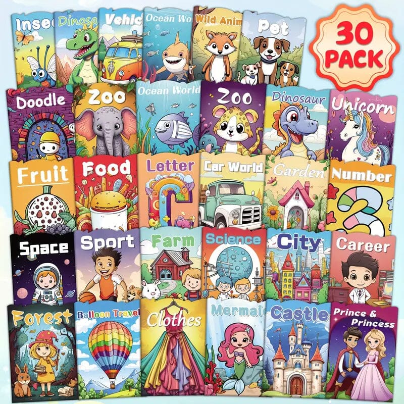 30-Pack: Children's Mini Coloring Book Set Arts & Crafts - DailySale