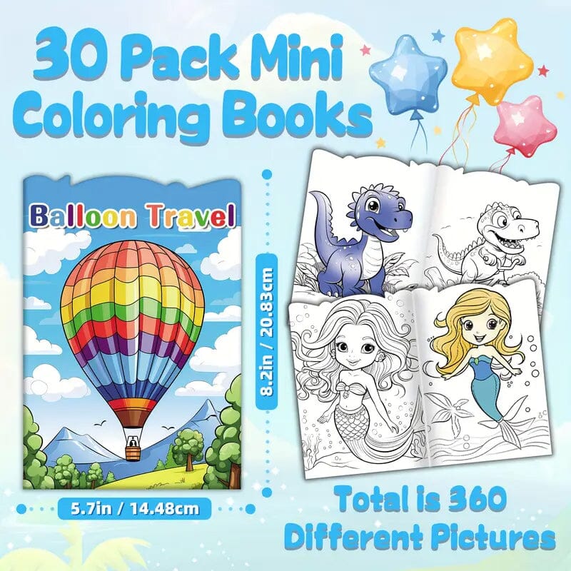 30-Pack: Children's Mini Coloring Book Set Arts & Crafts - DailySale