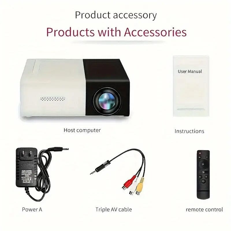 3000+ Lumens HD Mini Projector with Remote TV & Video - DailySale