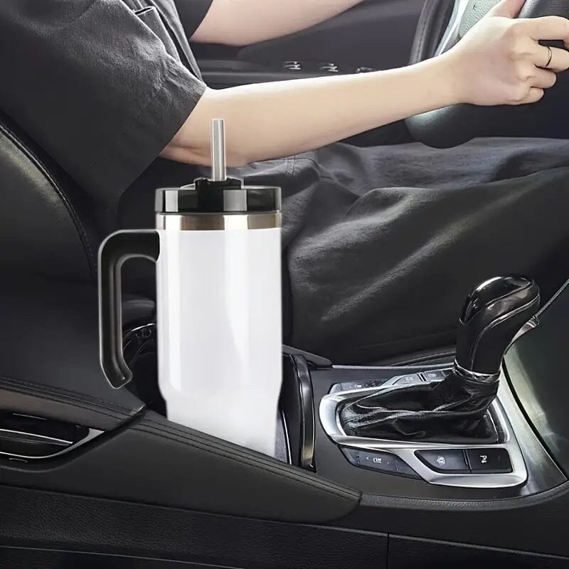 30.5 Oz 304 Stainless Steel Double Vacuum Portable Travel Cup with Handle and Straw Sports & Outdoors - DailySale