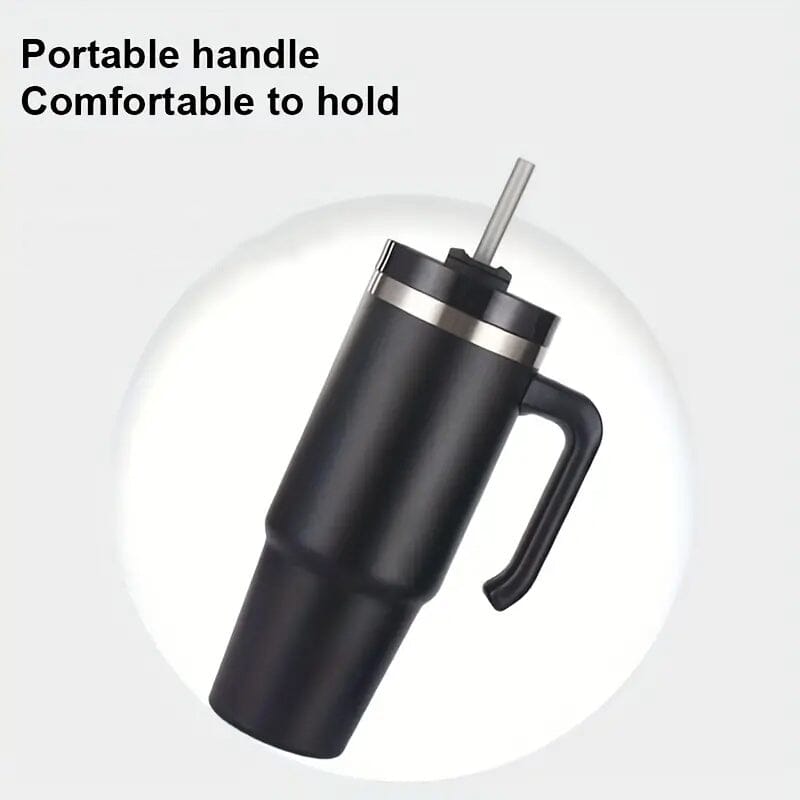 30.5 Oz 304 Stainless Steel Double Vacuum Portable Travel Cup with Handle and Straw Sports & Outdoors - DailySale