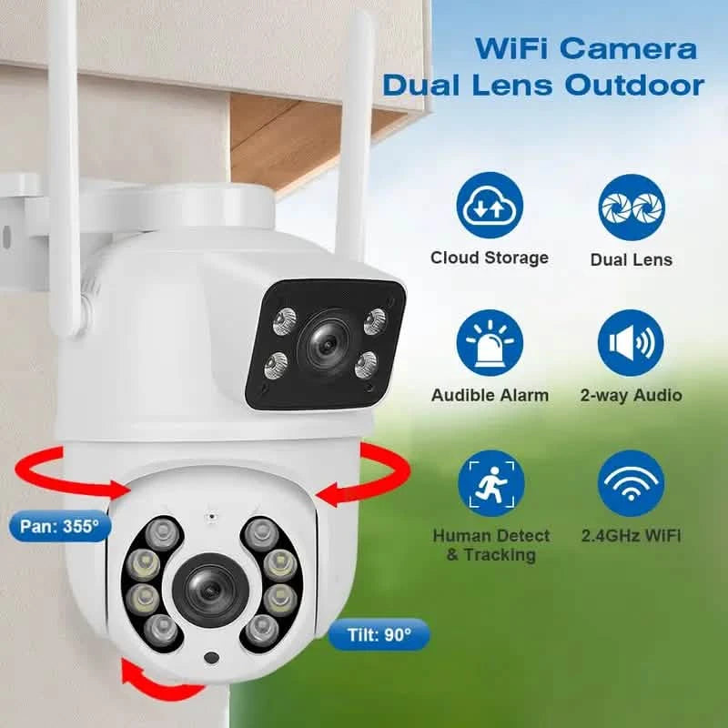 8MP Dual Lens WiFi PTZ Security Camera – Night Vision & Two-Way Audio