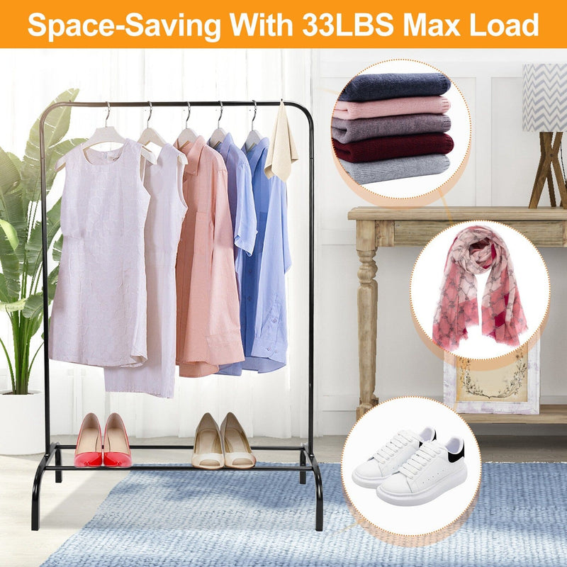 33Lbs Loading Garment Racks Freestanding with Bottom Shelf Closet & Storage - DailySale